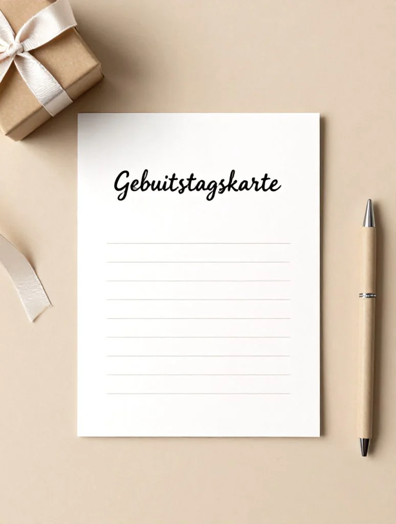 Ausgefülltes Beispiel einer Geburtstagskarte mit persönlicher Anrede und herzlichem Glückwunsch zum neuen Lebensjahr.