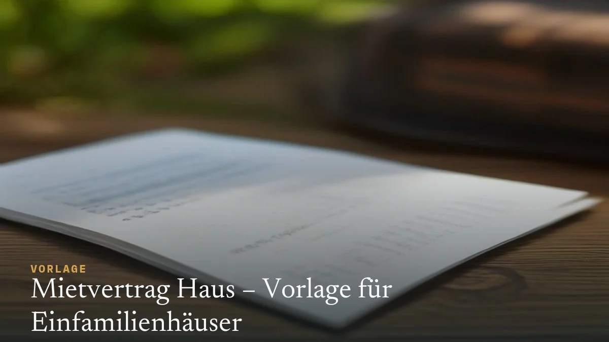 Mietvertrag Haus – Vorlage für die Vermietung eines Einfamilienhauses